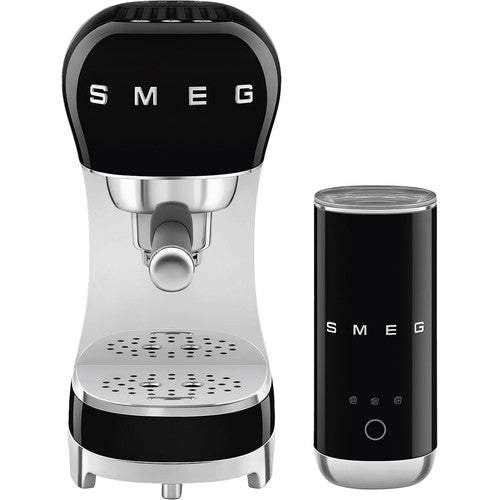 SMEG ECF12BLEU Schwarz + Milchaufschäumer