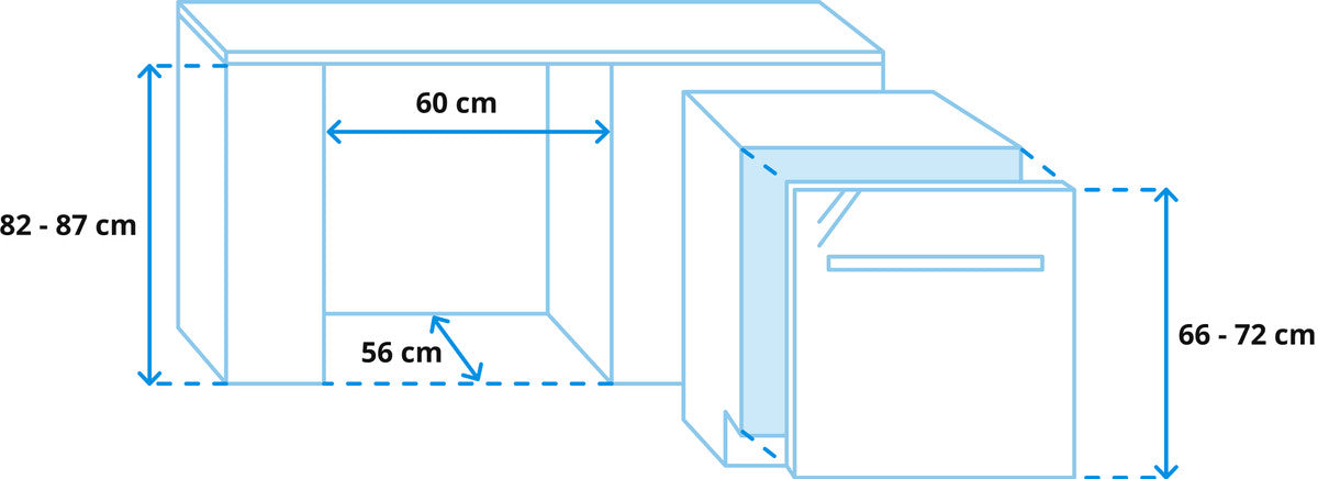 Beko DIN34320 / Einbau / vollintegriert / Nischenhöhe 82 - 87 cm