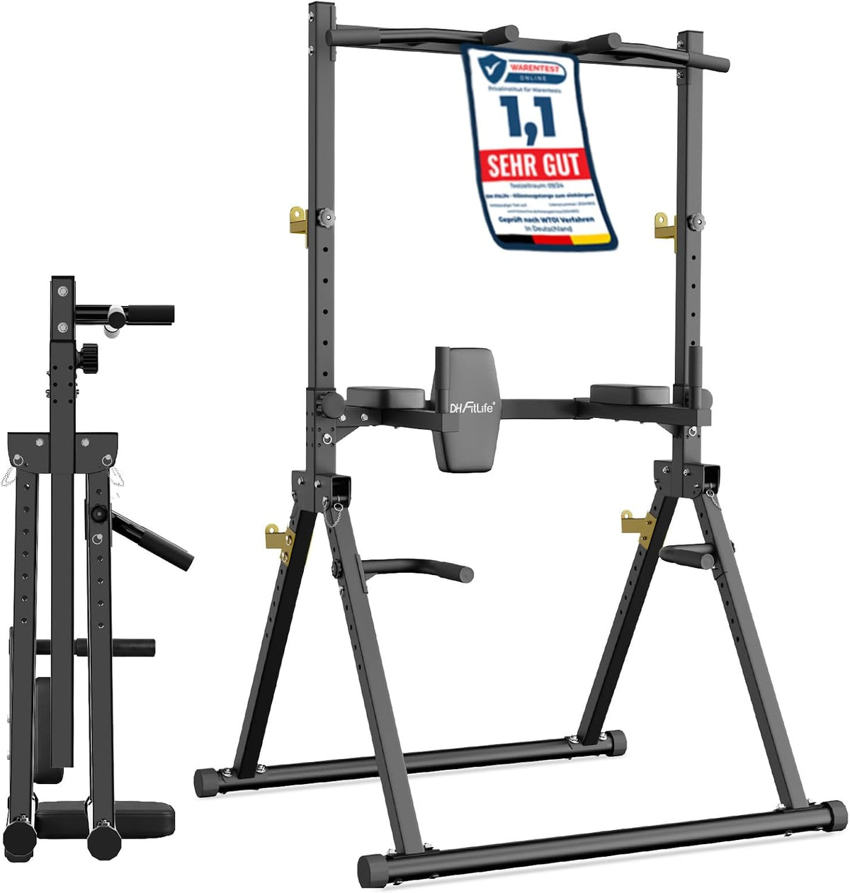 DH FitLife klappbarer Power Tower mit Rückenlehne