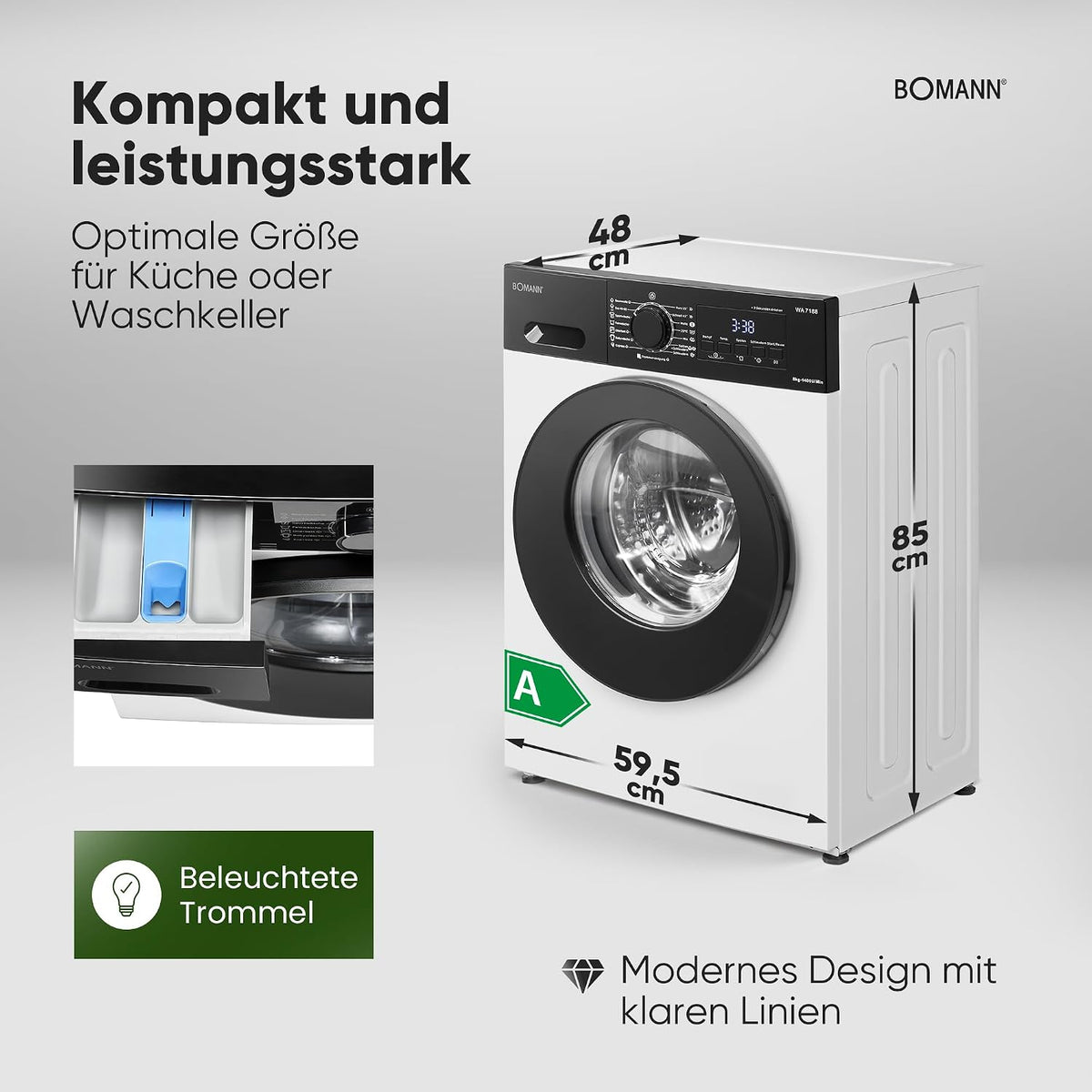 Bomann WA 7188 Waschmaschine 8 kg