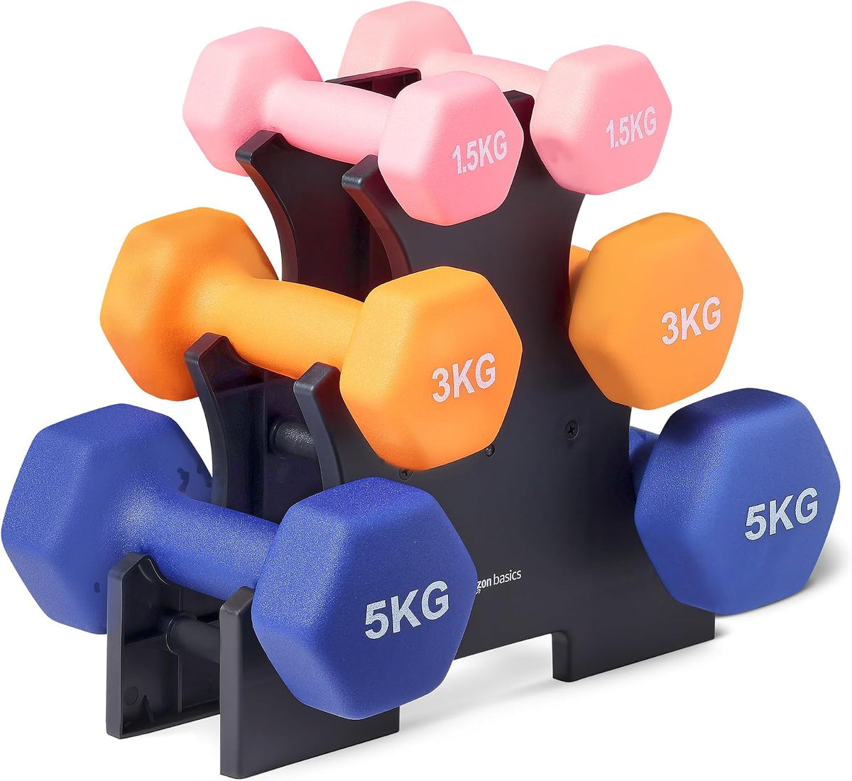 Amazon Basics Hantelset 19 kg mit Ständer