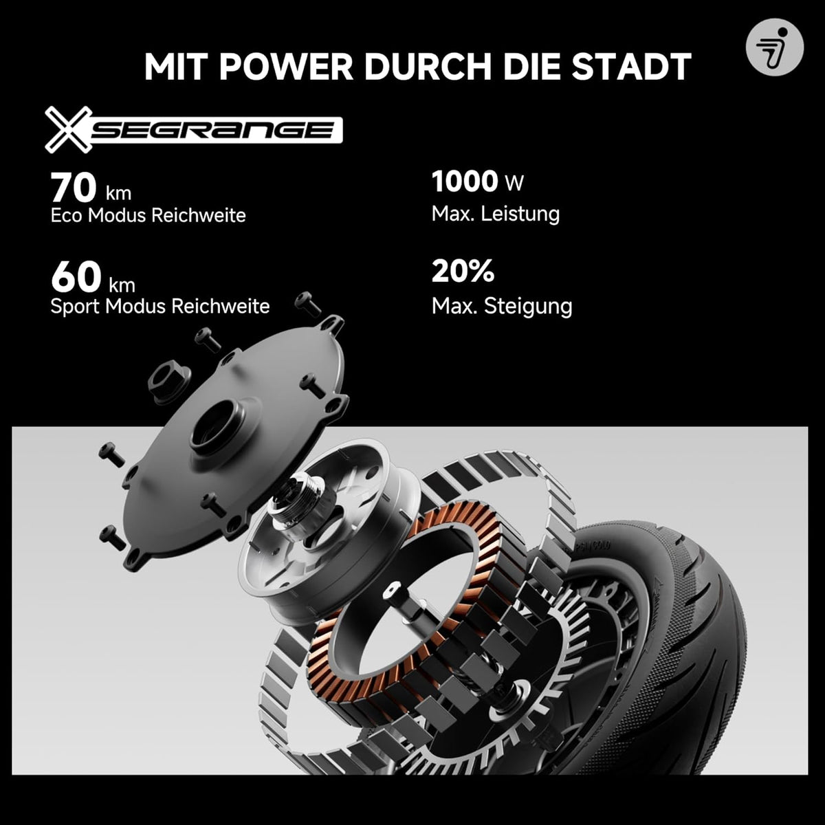 Segway-Ninebot F3 D E-Scooter mit deutscher Straßenzulassung, 70 km Reichweite – Bild 3
