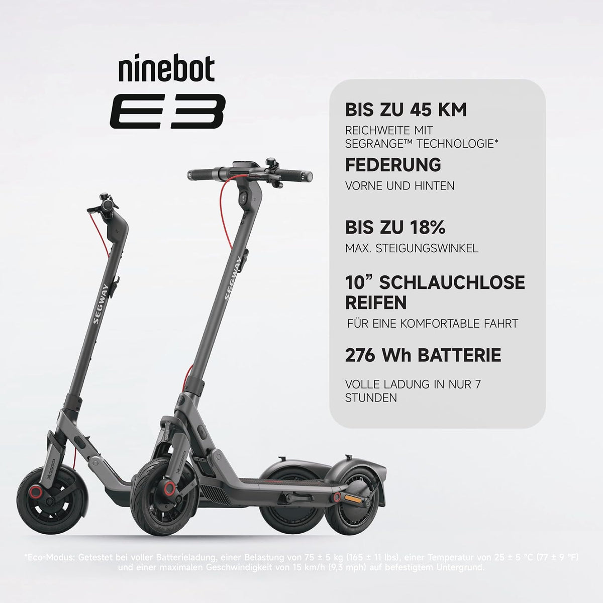Segway-Ninebot E3 D E-Scooter für Pendler mit deutscher Straßenzulassung, 45 km Reichweite – Bild 2