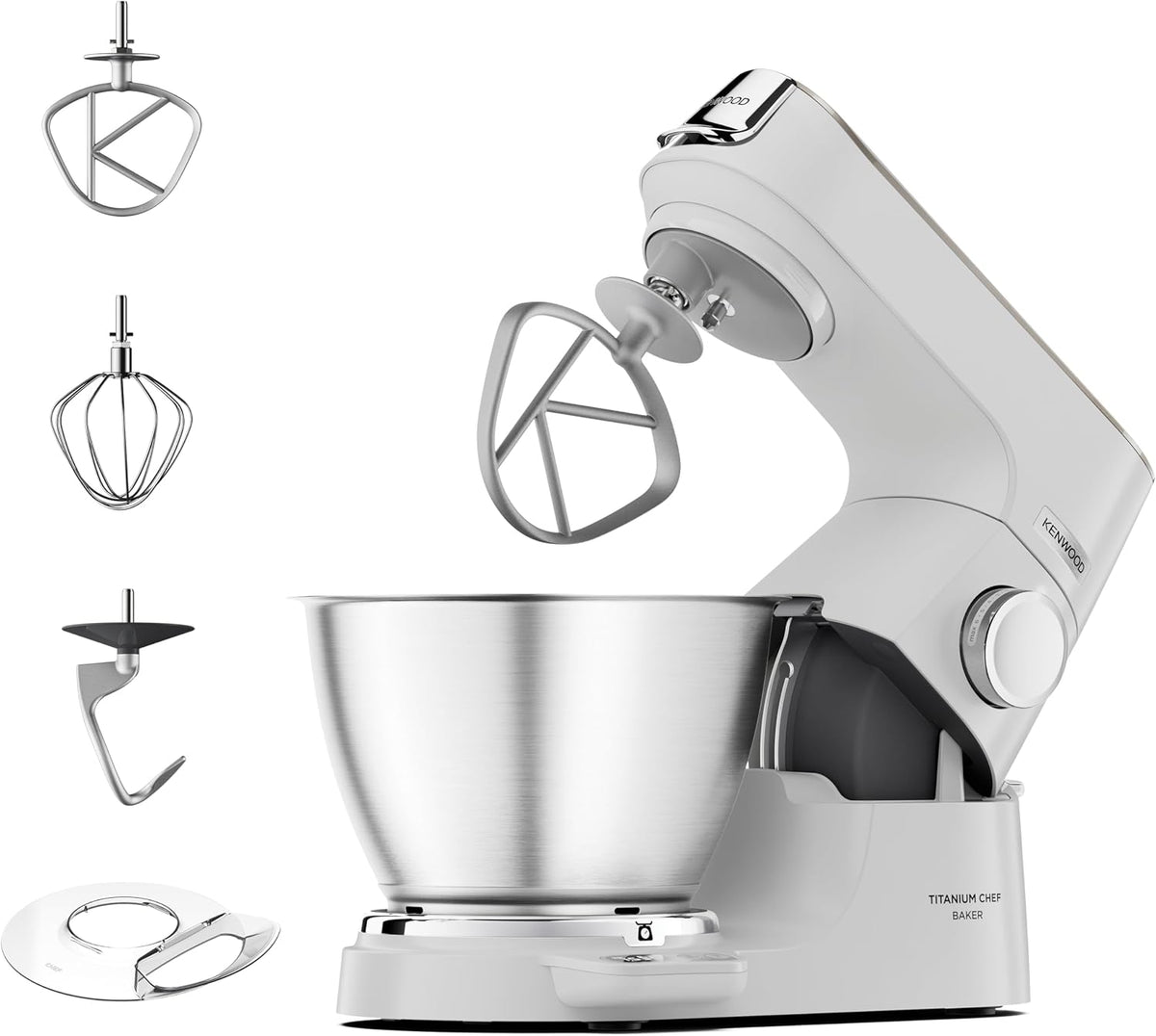Kenwood Titanium Chef Baker KVC65.001WH Küchenmaschine mit Waage, Weiß