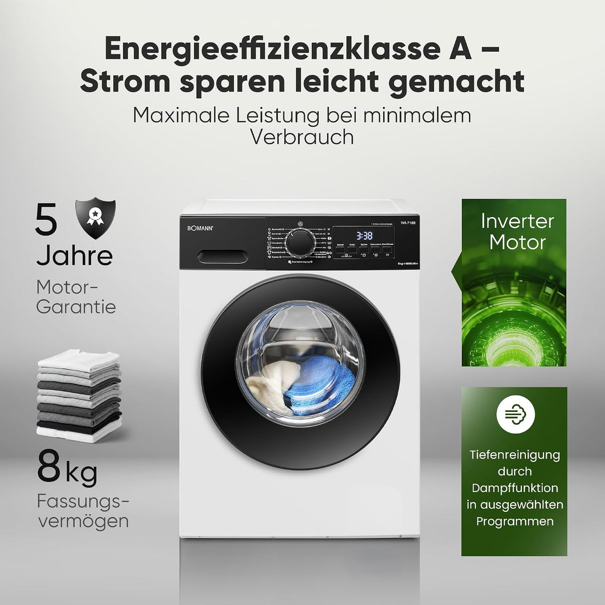 Bomann WA 7188 Waschmaschine 8 kg