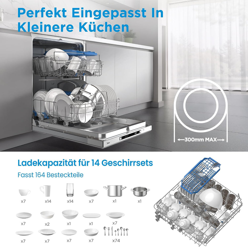 Midea SV 4.60 WI Geschirrspüler vollintegriert 60 cm 14 Maßgedecke
