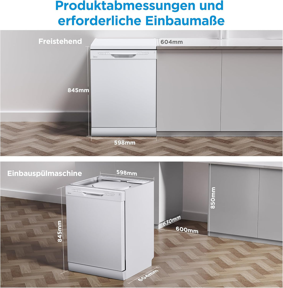 Midea SF 3.60NW PRO Geschirrspüler 60 cm freistehend