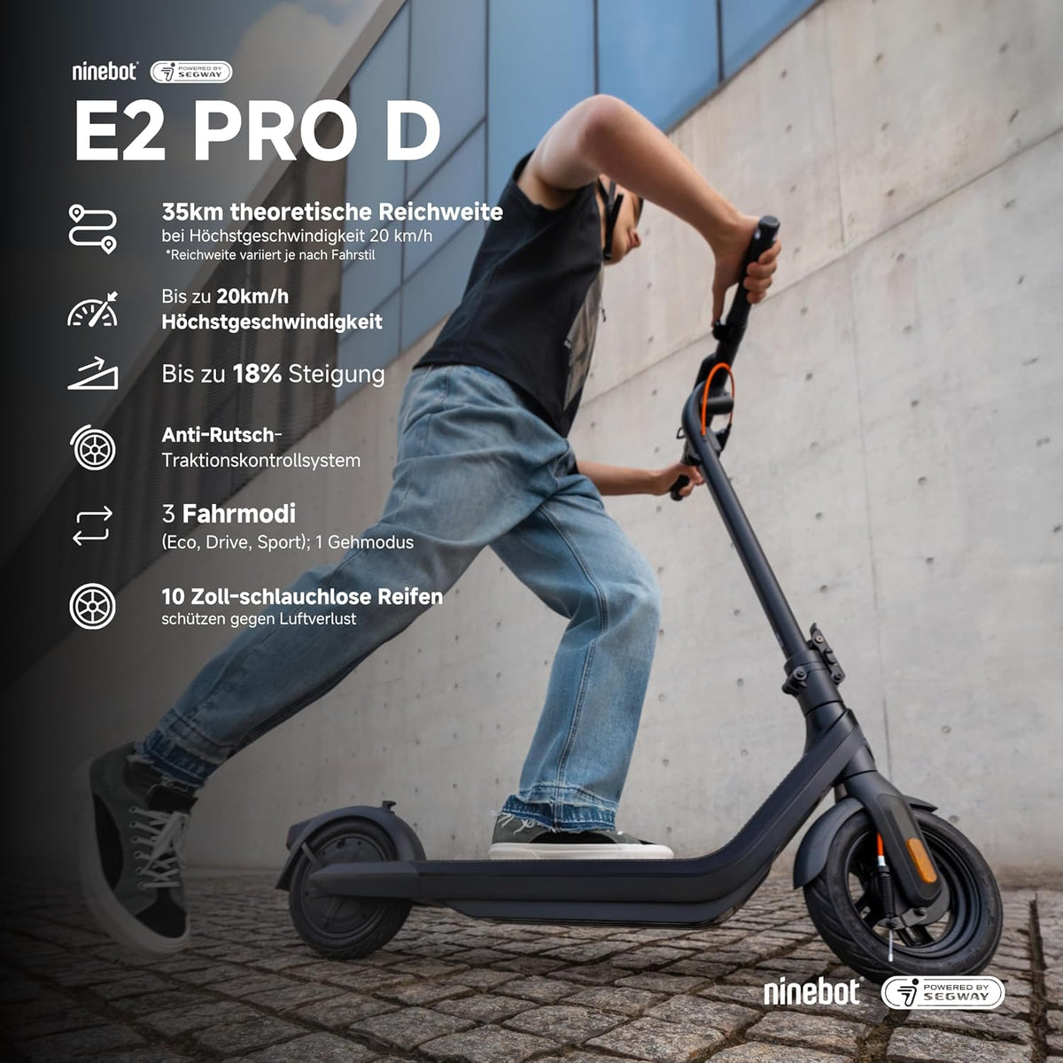 Segway-Ninebot E2 Pro D E-Scooter mit deutscher Straßenzulassung, 35 km Reichweite – Bild 3