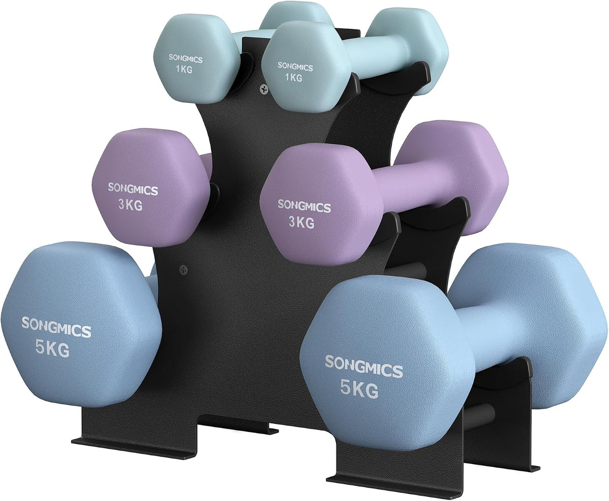 SONGMICS Hantelset 18 kg mit Metallständer