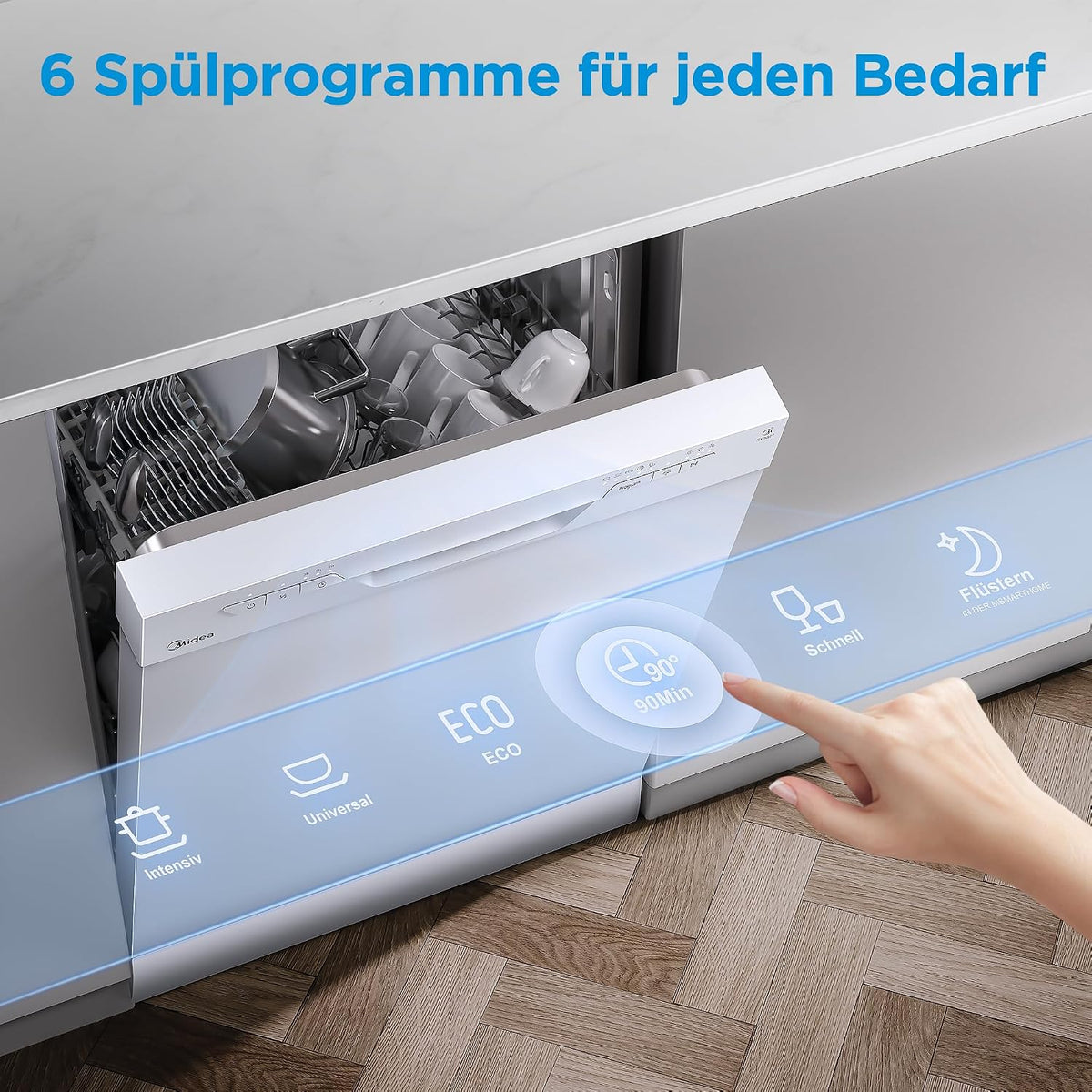 Midea SF 3.60NW PRO Geschirrspüler 60 cm freistehend