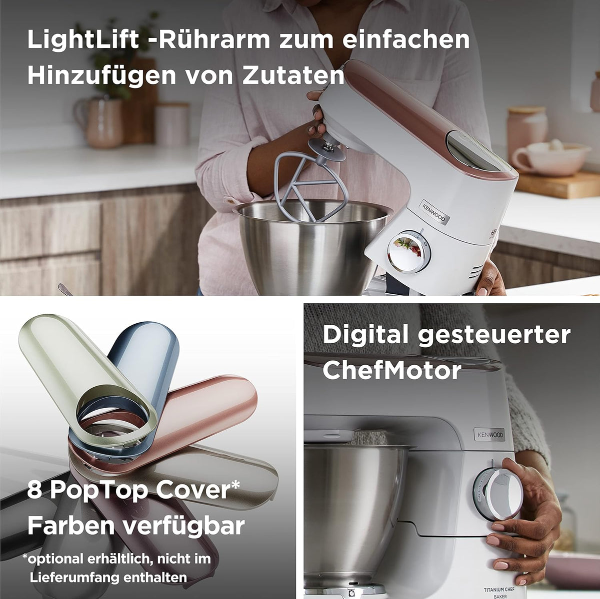 Kenwood Titanium Chef Baker KVC65.001WH Küchenmaschine mit Waage, Weiß