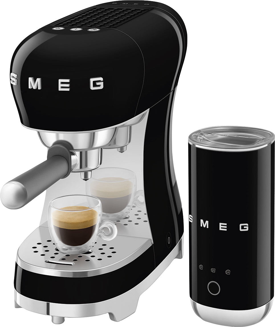 SMEG ECF12BLEU Schwarz + Milchaufschäumer