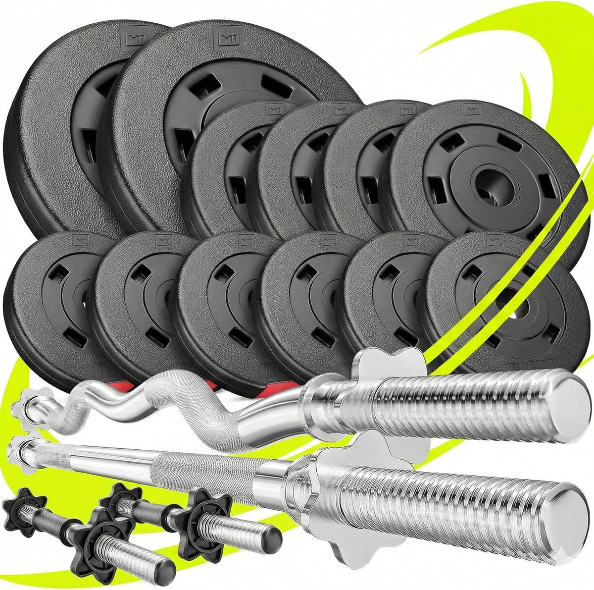 Hop-Sport Hantelset 45 kg mit Lang- und SZ-Stange