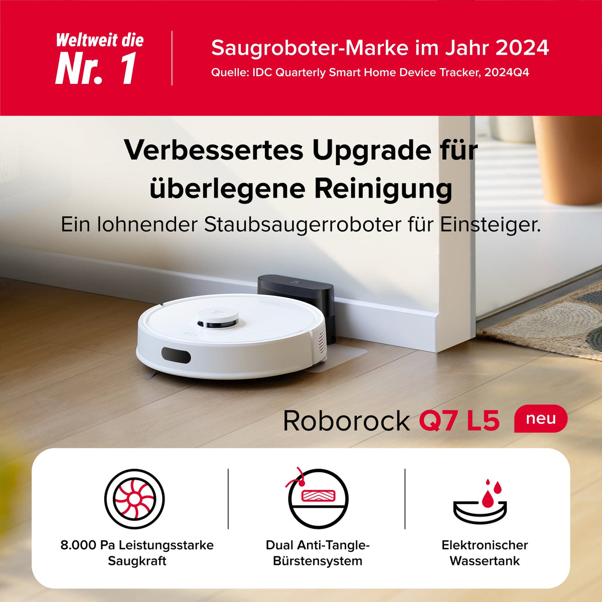 Roborock Q7 L5 Saug- und Wischroboter Schwarz