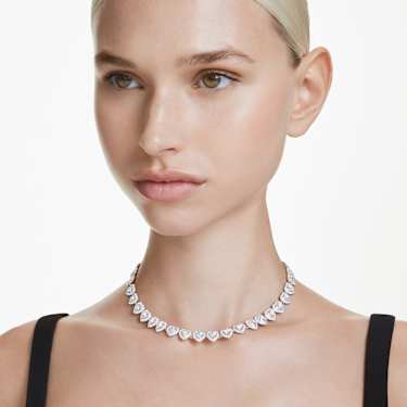 Ariana Grande x Swarovski Halskette Verschiedene Schliffe, Herz, Wei�, Rhodiniert – 5720857_ms1