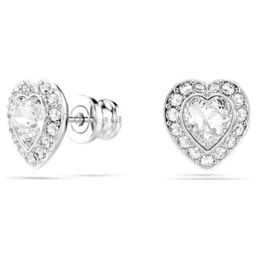 Ariana Grande x Swarovski Ohrstecker, Verschiedene Schliffe, Herz, Weiß, Rhodiniert – 5720859_01