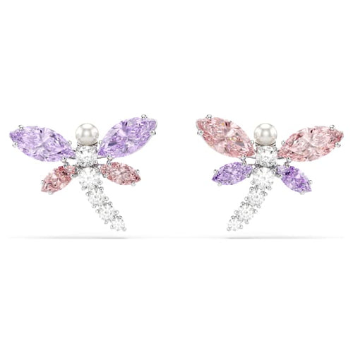 Ariana Grande x Swarovski Ohrstecker, Verschiedene Schliffe, Libelle, Mehrfarbig, Rhodiniert – 5737371_png