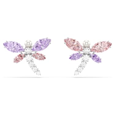 Ariana Grande x Swarovski Ohrstecker, Verschiedene Schliffe, Libelle, Mehrfarbig, Rhodiniert – 5737371_01