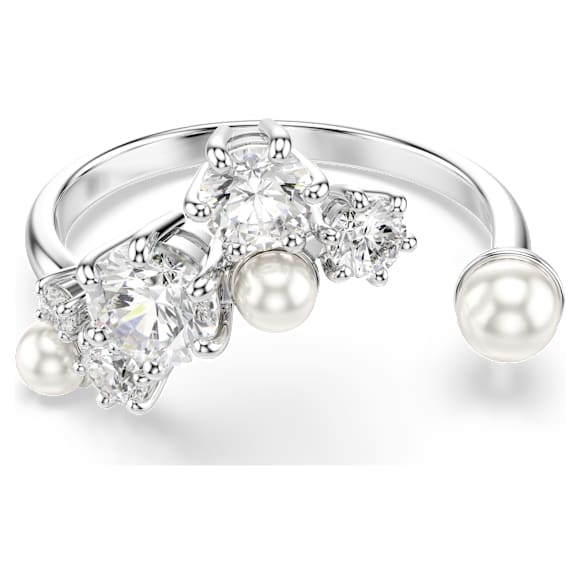 Swarovski Constella Offener Ring Kristallperle, Rundschliffe, Weiß, Rhodiniert – 5705596_png