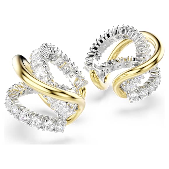 Swarovski Hyperbola Ohrspangen, Verschiedene Schliffe, Weiß, Metallmix – 5742842_png_var2