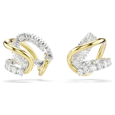 Swarovski Hyperbola Ohrspangen, Verschiedene Schliffe, Weiß, Metallmix – 5742842_01