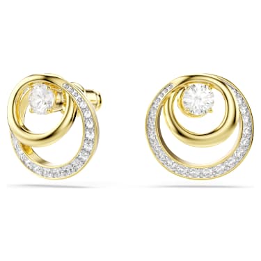 Swarovski Hyperbola Ohrstecker, Rundschliff, Weiß, 18K Goldbeschichtet – 5740407_01