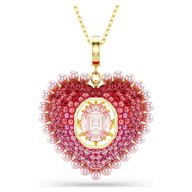Idyllia Anh�nger Verschiedene Schliffe, Herz, Rosa, 18K Goldbeschichtet – 5742958_01