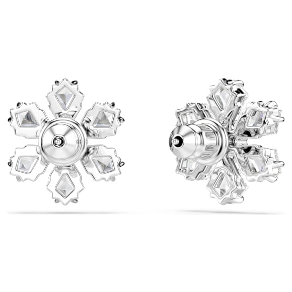 Swarovski Idyllia Ohrstecker, Verschiedene Schliffe, Schneeflocke, Weiß, Rhodiniert – 5754687_png_var3