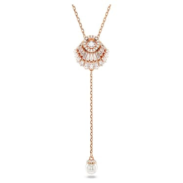Idyllia Y-Anh�nger Kristallperle, Muschel, Wei�, 18K Ros�goldbeschichtet – 5680299_png