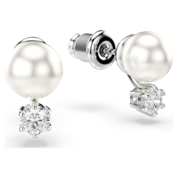 Swarovski Matrix Ohrstecker, Kristallperle, Rundschliff, Weiß, Rhodiniert – 5694225_png_var2