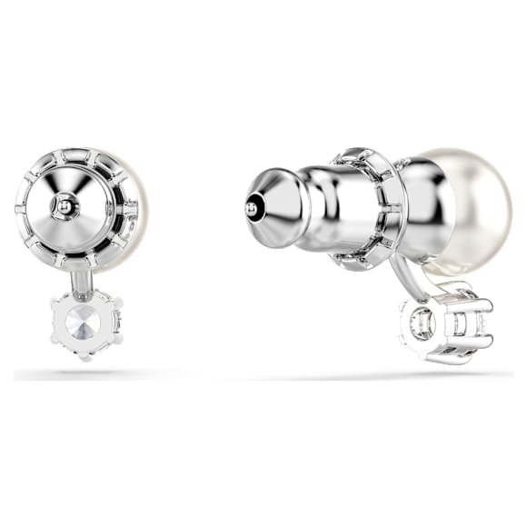 Swarovski Matrix Ohrstecker, Kristallperle, Rundschliff, Weiß, Rhodiniert – 5694225_png_var3