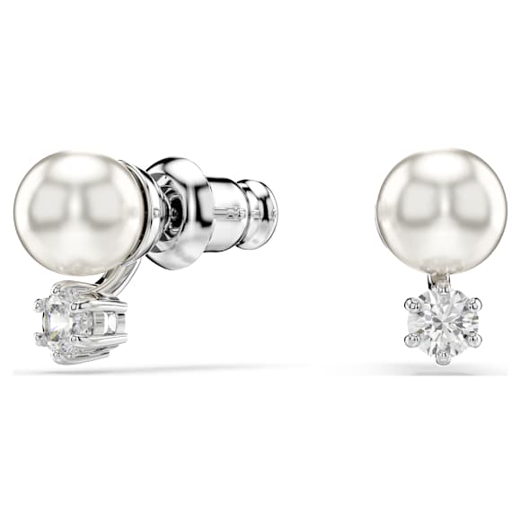 Swarovski Matrix Ohrstecker, Kristallperle, Rundschliff, Weiß, Rhodiniert – 5694225_png_var1