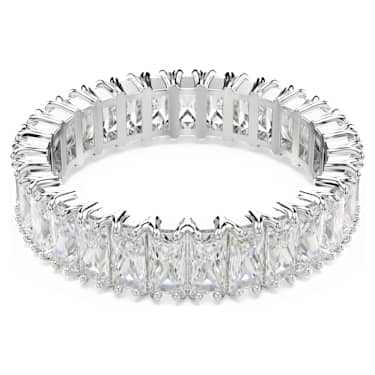 Swarovski Matrix Ring Baguette-Schliff, Weiß, Silberfarbenes Finish – 5714332_01