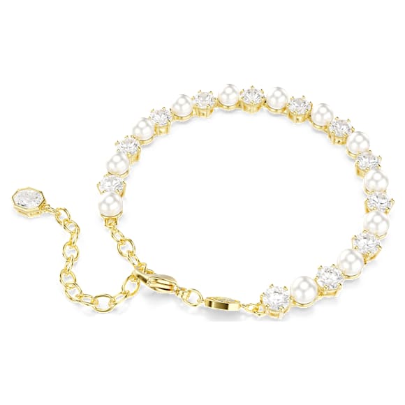 Swarovski Matrix Tennis Armband – Kristallperle, weiß, 18K goldbeschichtet – 5742026_png_var3
