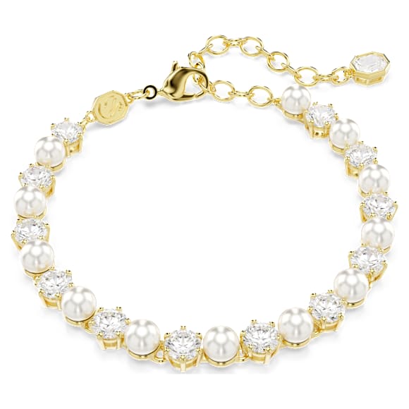 Swarovski Matrix Tennis Armband – Kristallperle, weiß, 18K goldbeschichtet – 5742026_png