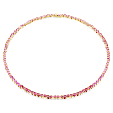 Matrix Tennis Halskette Rundschliff, Rosa, 18K Goldbeschichtet – 5751762_01