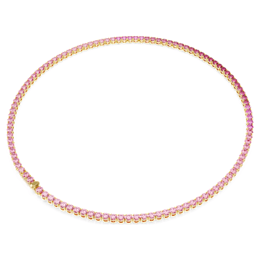 Matrix Tennis Halskette Rundschliff, Rosa, 18K Goldbeschichtet – 5751762_png_var3