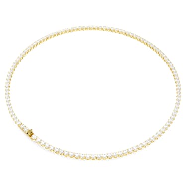 Matrix Tennis Halskette Rundschliff, Wei�, 18K Goldbeschichtet – 5681795_png_var3