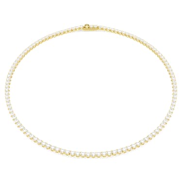 Matrix Tennis Halskette Rundschliff, Wei�, 18K Goldbeschichtet – 5681795_01