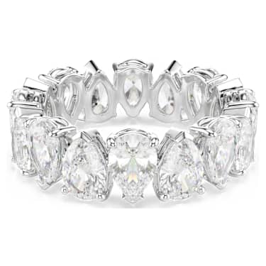 Swarovski Matrix Vittore Ring Tropfenschliff, Weiß, Silberfarbenes Finish – 5689468_01