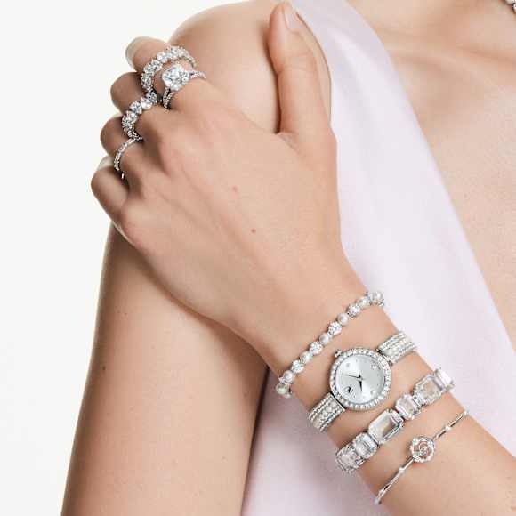 Swarovski Matrix Vittore Ring Tropfenschliff, Weiß, Silberfarbenes Finish – 5689468_ms2