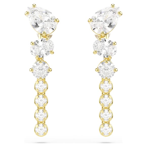 Swarovski Mesmera Drop-Ohrhänger, Verschiedene Schliffe, Weiß, 18K goldbeschichtet – 5747936_png