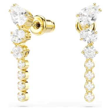 Swarovski Mesmera Drop-Ohrhänger, Verschiedene Schliffe, Weiß, 18K goldbeschichtet – 5747936_01