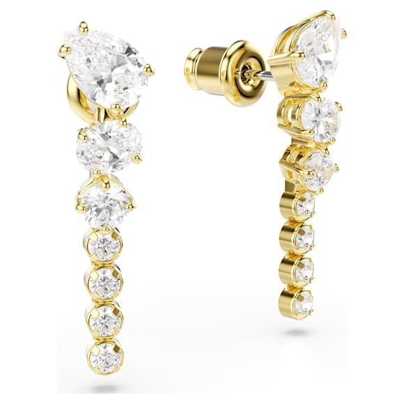 Swarovski Mesmera Drop-Ohrhänger, Verschiedene Schliffe, Weiß, 18K goldbeschichtet – 5747936_png_var2