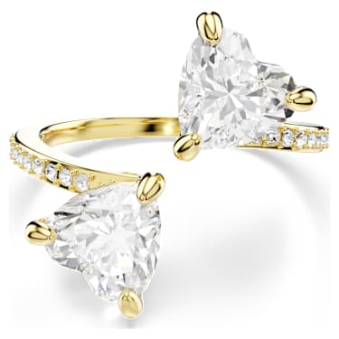 Swarovski Mesmera Offener Ring Herzschliff, Pavé, Weiß, 18K Goldbeschichtet – 5733477_01