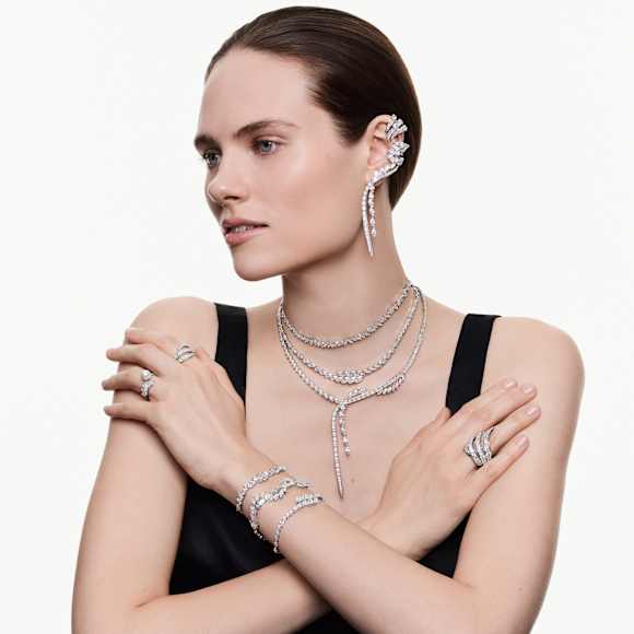 Swarovski Mesmera Ohrspangen, Marquise Schliff, Weiß, Rhodiniert – 5747998_ms3