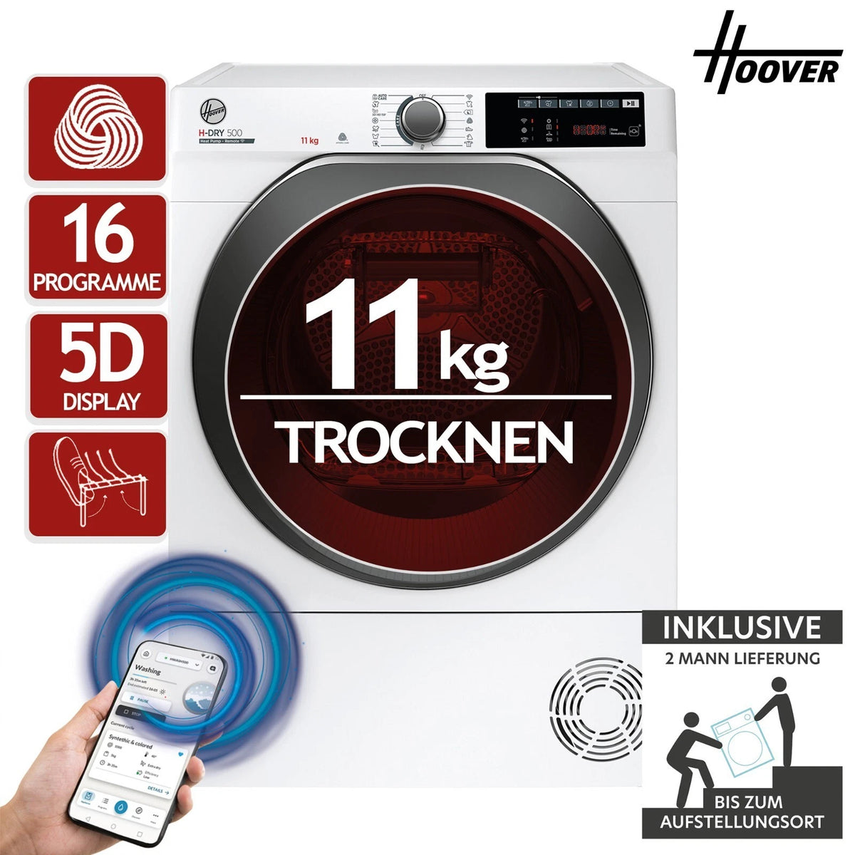 Hoover NDEH11A2TCBEXS-S Wärmepumpentrockner 11kg – Produktbild 1