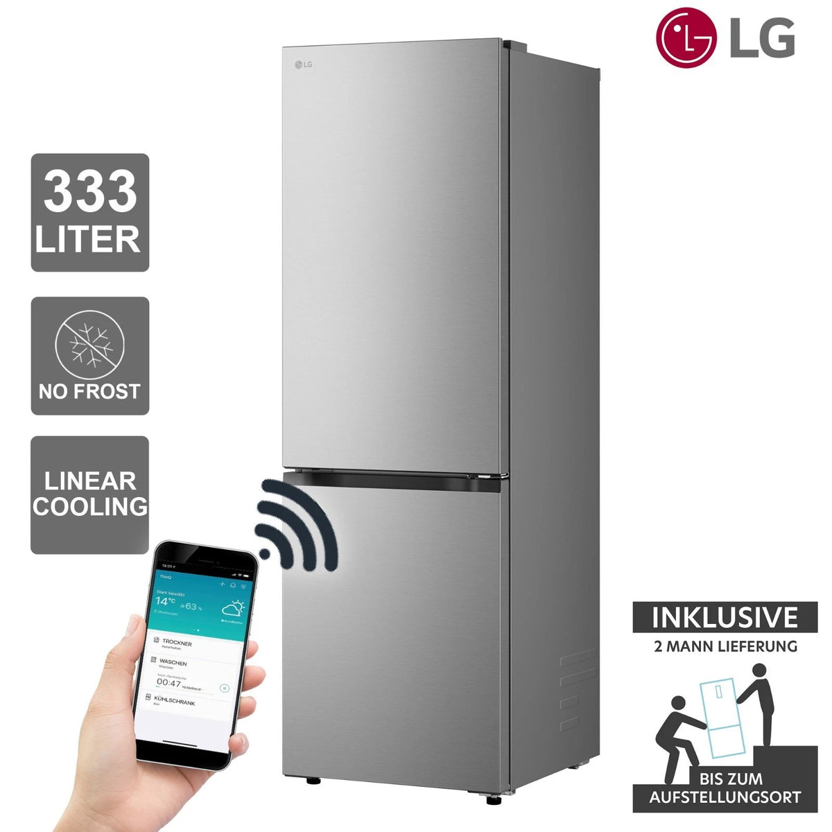 LG GBBSJ1CCPY Kühl-Gefrierkombination 333l – Produktbild 1