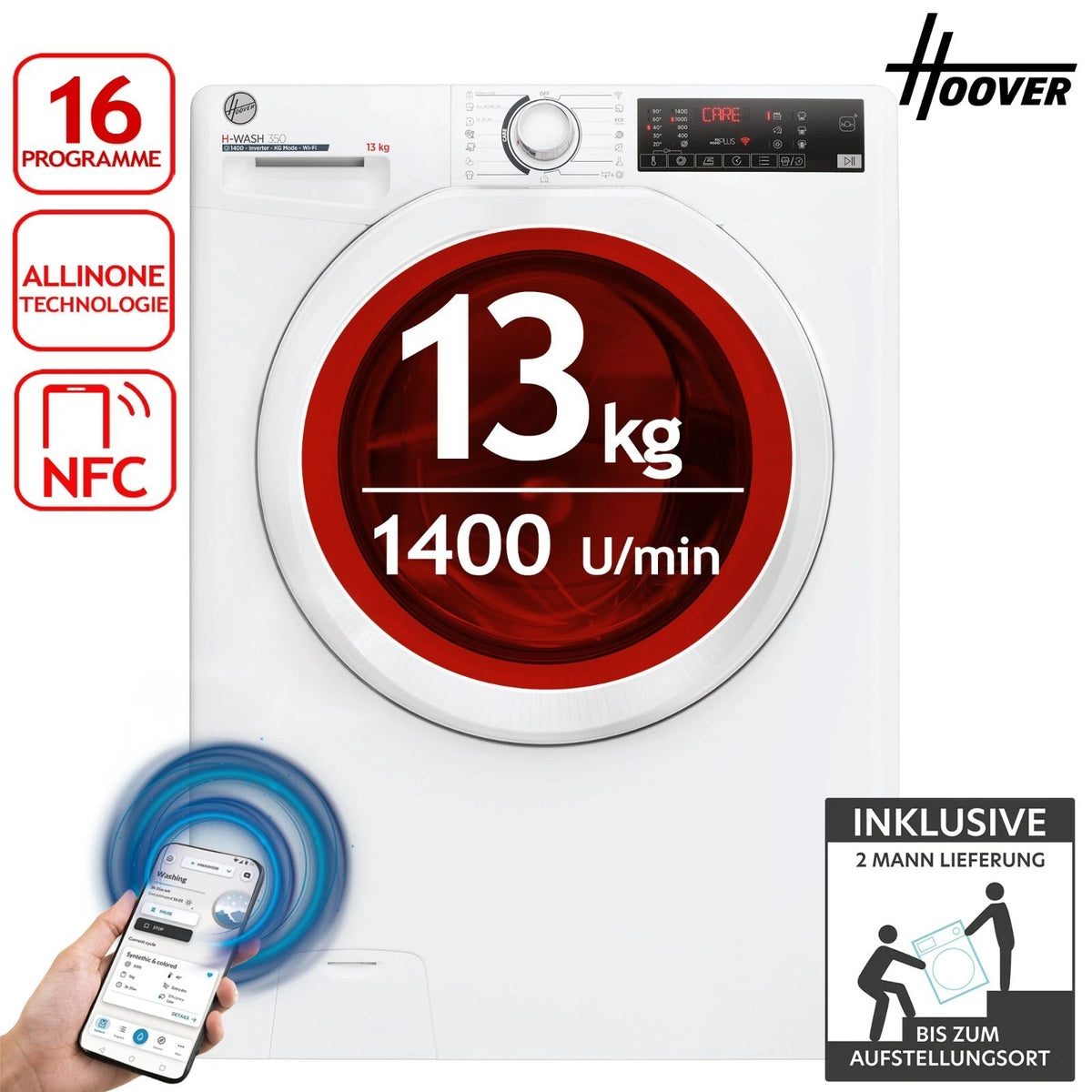 Hoover H3WP 4134TAM/1-S Waschmaschine 13kg – Produktbild 1