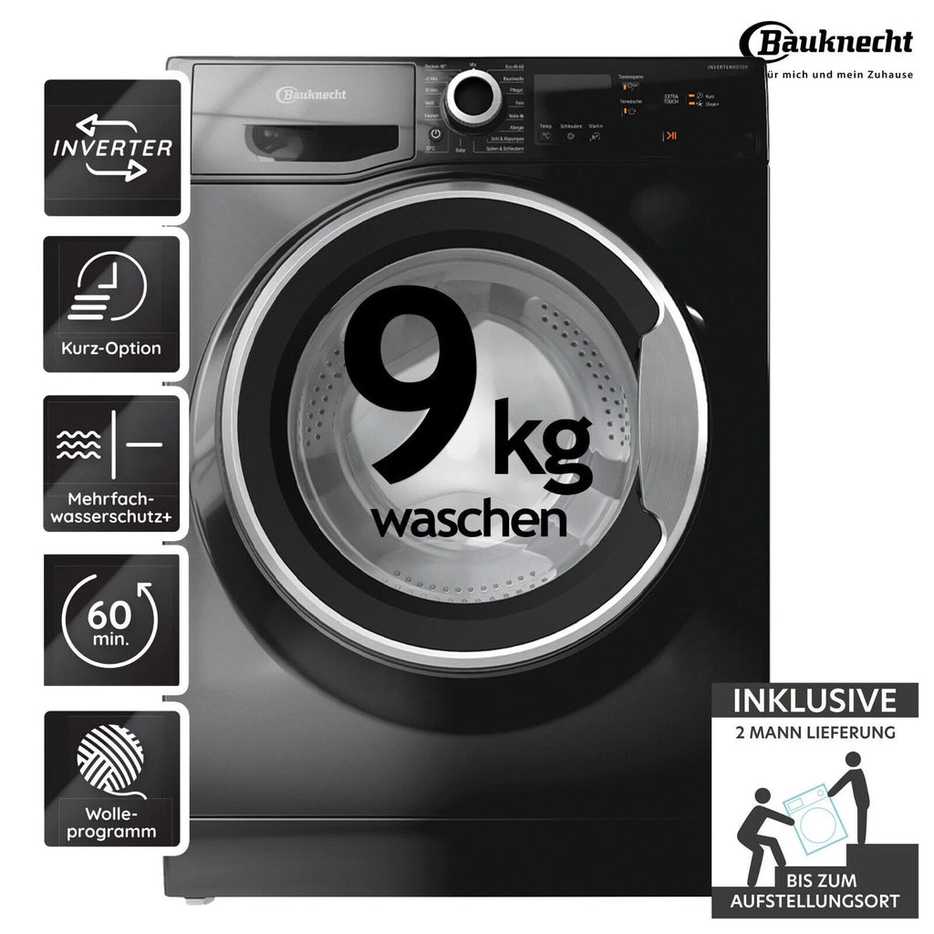 Bauknecht W9 S6300 A Waschmaschine 9kg Schwarz – Produktbild 1